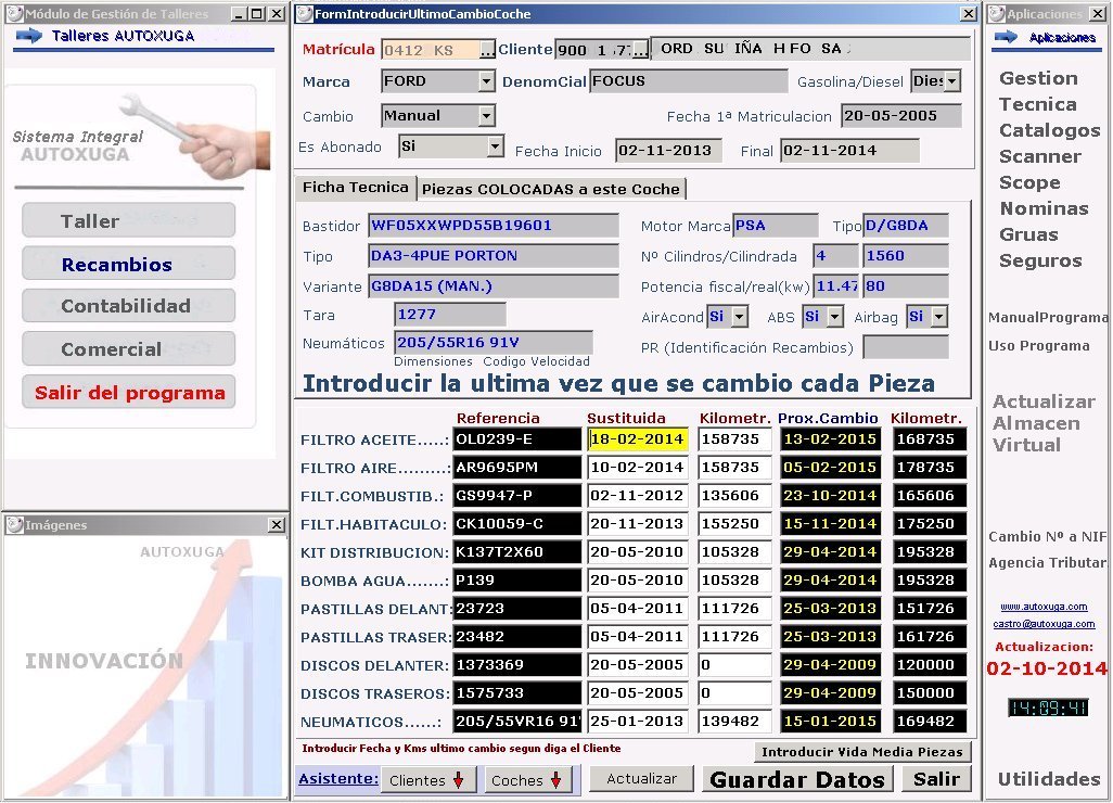 Referencia de piezas y aviso de proximos cambios segun kms