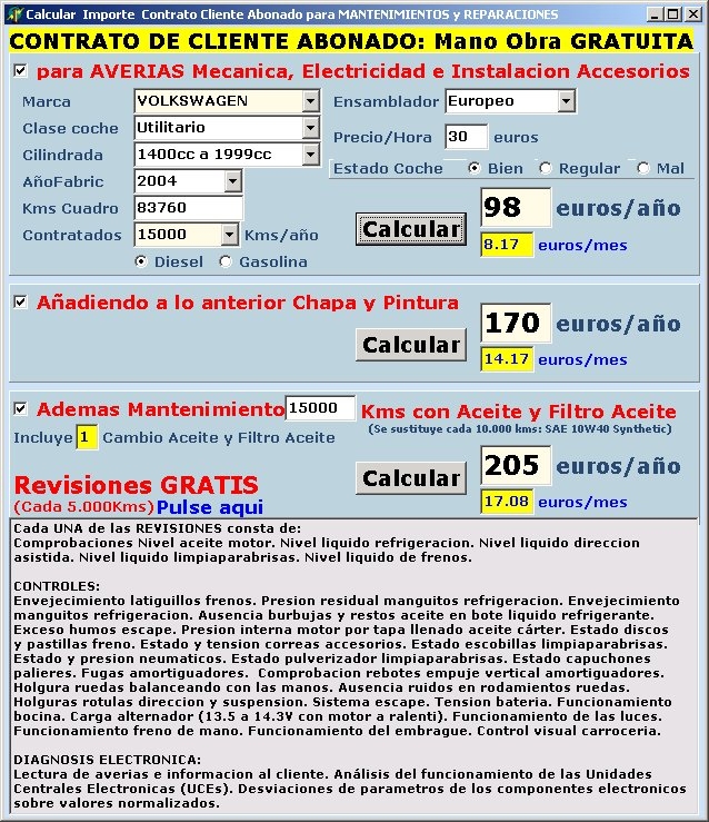 Calculo del precio del cliente abonado para chapa, pintura 