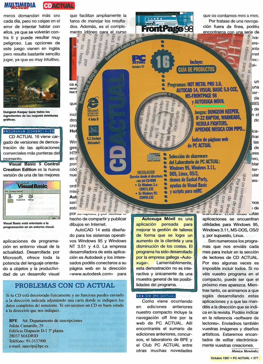 Revista PC Actual regalando CD con el programa de Autoxuga