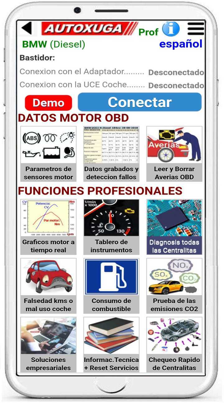 Pantallas del Software para el diagnosti