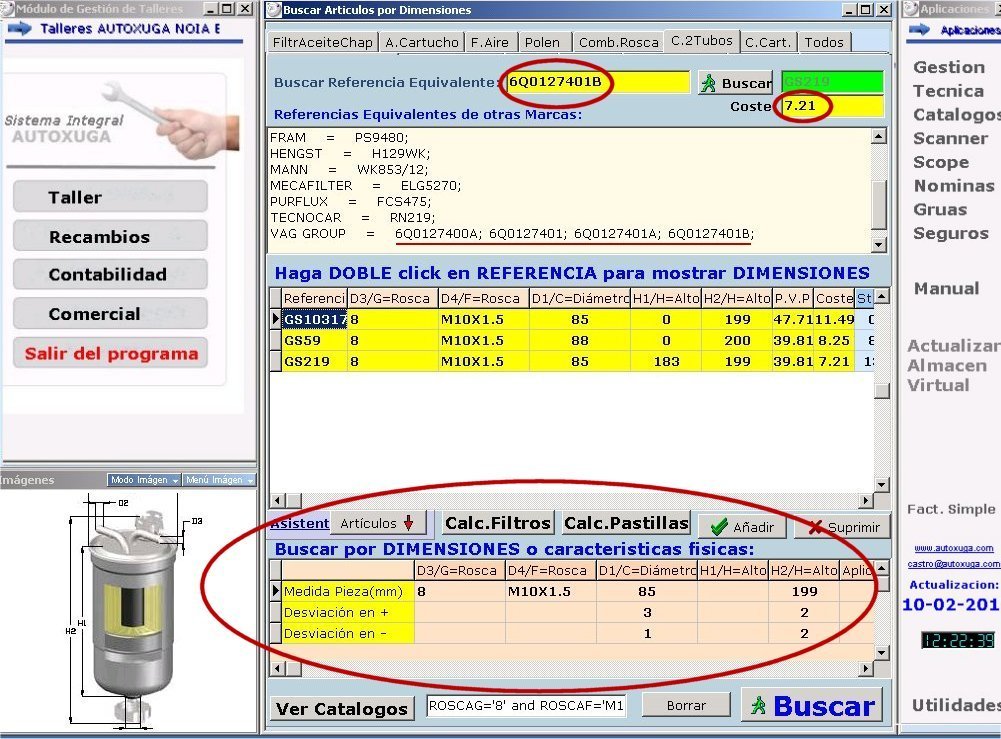 Piezas similares con dimensiones distintas