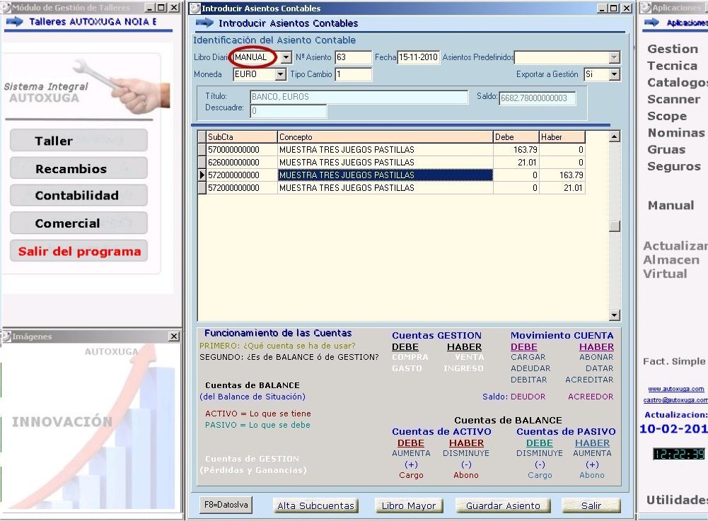 Asiento contable con informacion basica