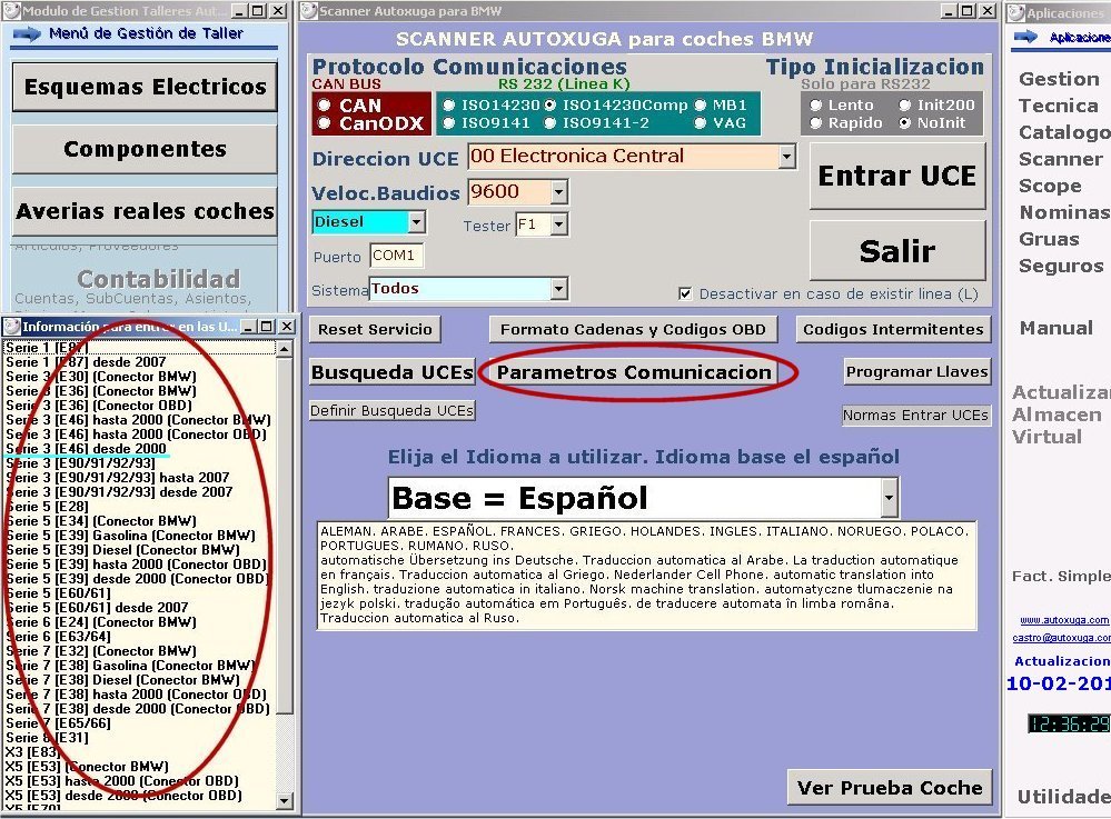 Forma de seleccionar modelos coches y comunicaciones