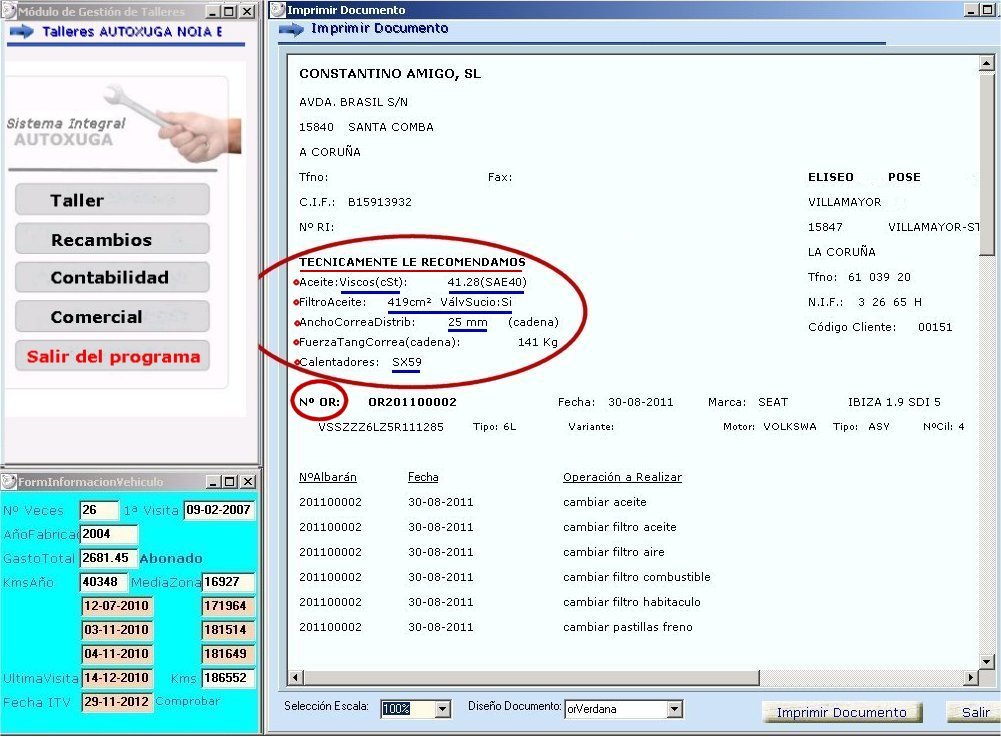 Orden de Reparacion con informacion tecnica