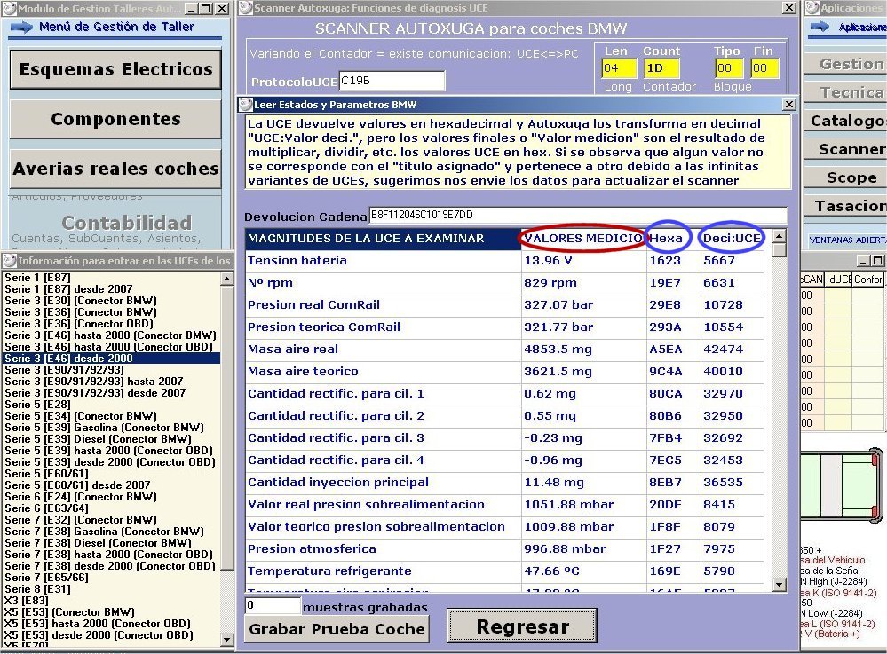 Valores de medicion que devuelves las UCEs al Escaner