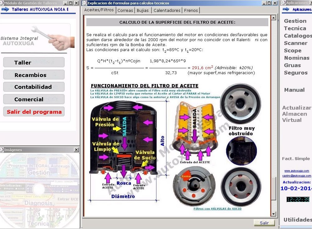 Formulas para calcular la superficie del filtro de aceite