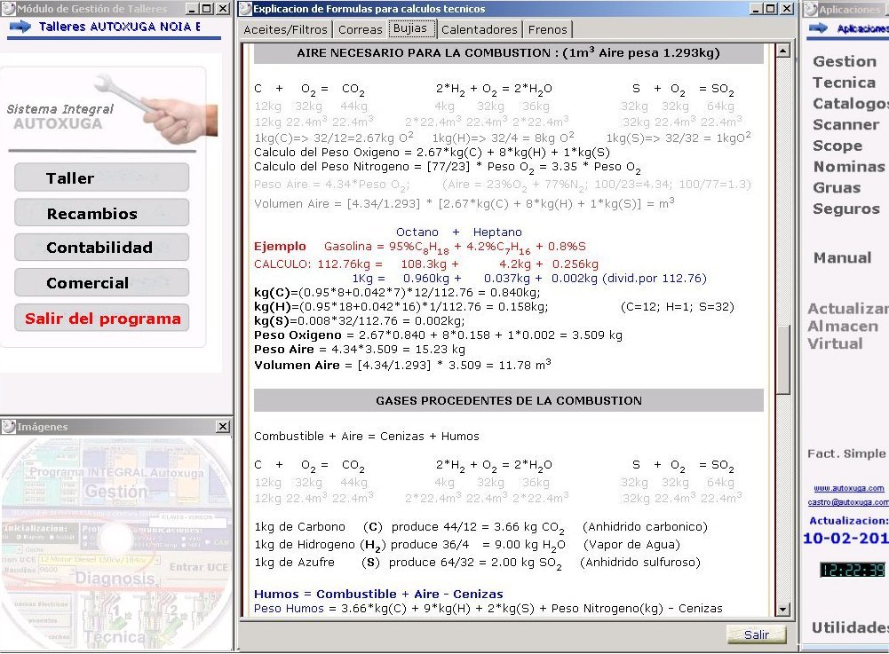 Aire necesario en la combustion segun calidad del combustible