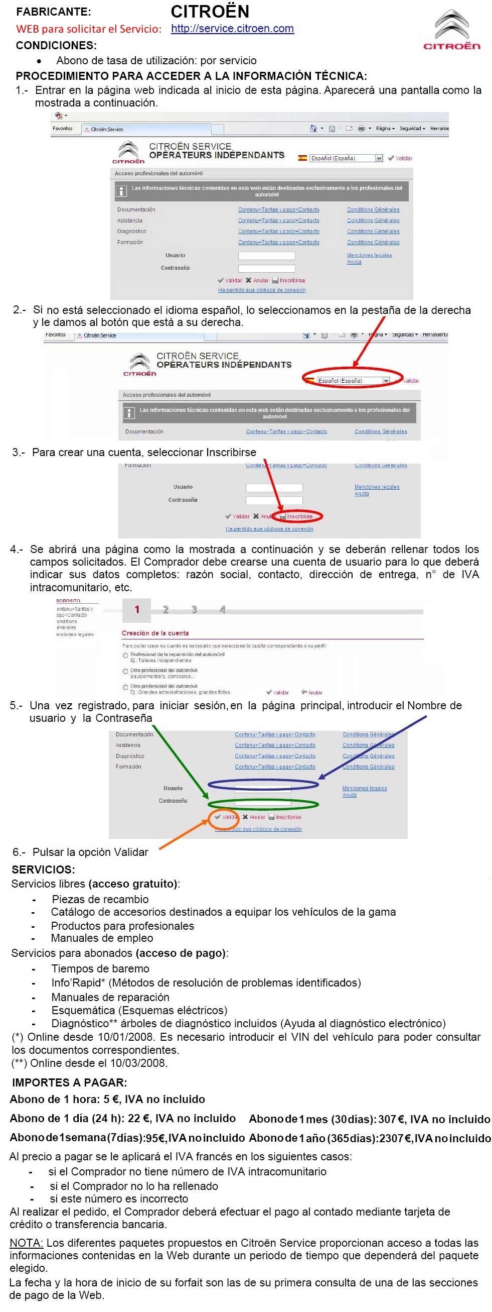 Acceso a informacion tecnica del fabricante Citroen